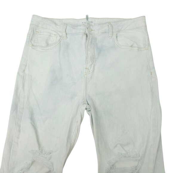 Risen Jeans Crop White with Faded Blue Tone High Rise Distressed Sz 1XL Stretch - Picture 6 of 15